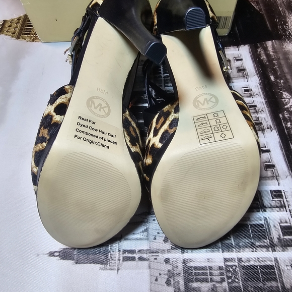 Michael kors leopard 3 buckle high heels women's size 9.5 with box !! - Picture 7 of 10